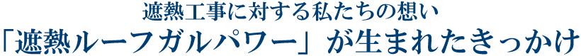 遮熱工事に対する私たちの想い 「遮熱ルーフガルパワー」が生まれたきっかけ